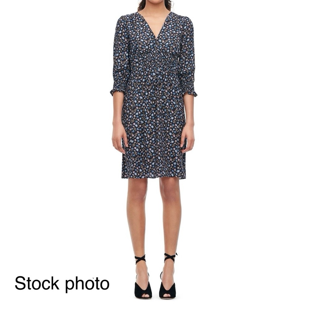 BNWOT 100% SILK REBECCA TAYLOR BLACK FLORAL Dress